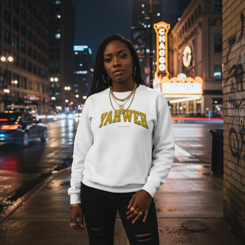 A Yahweh Crewneck Sweatshirt – Vintage-Inspired Christian Faith Pullover
